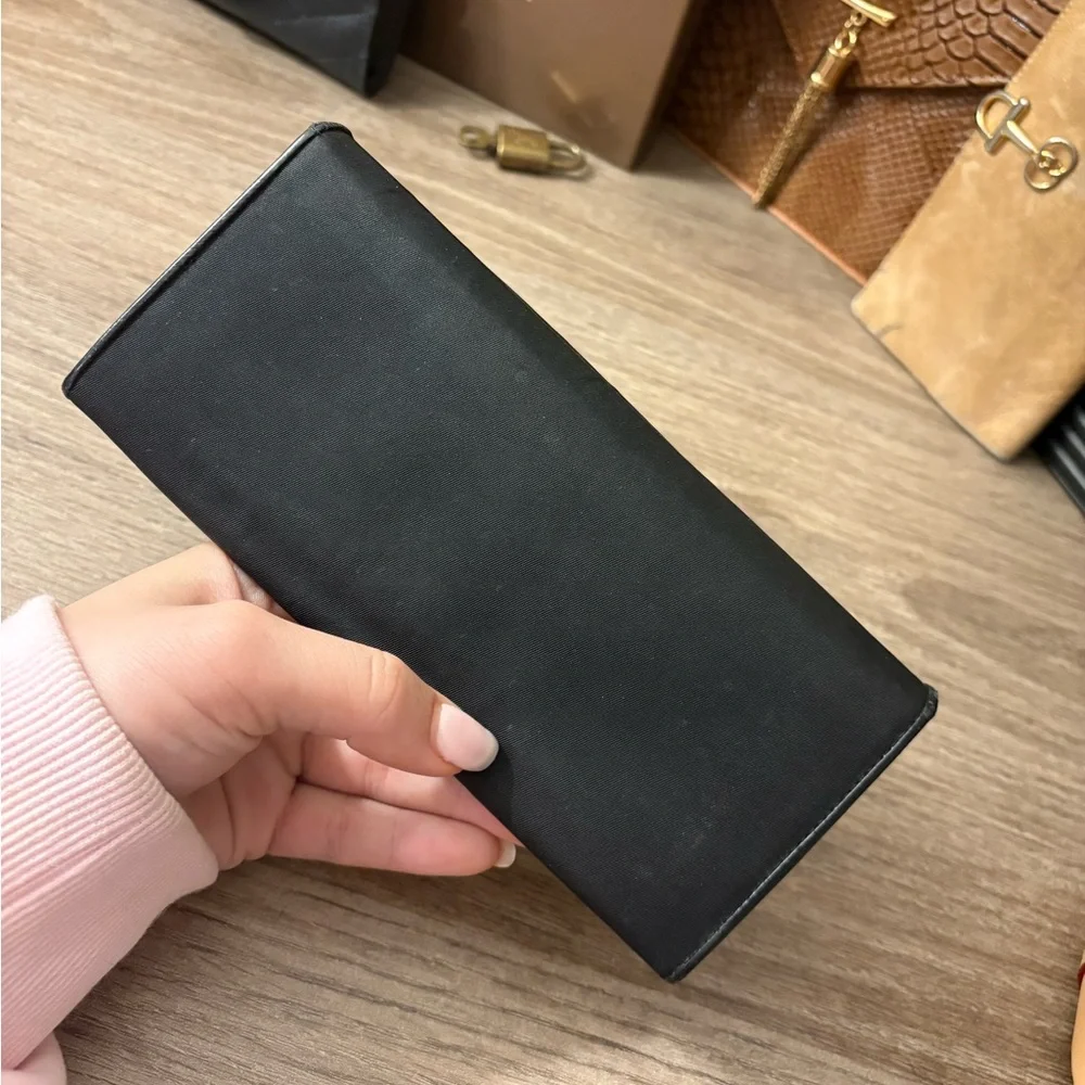 PRADA Black Leather Continental Wallet